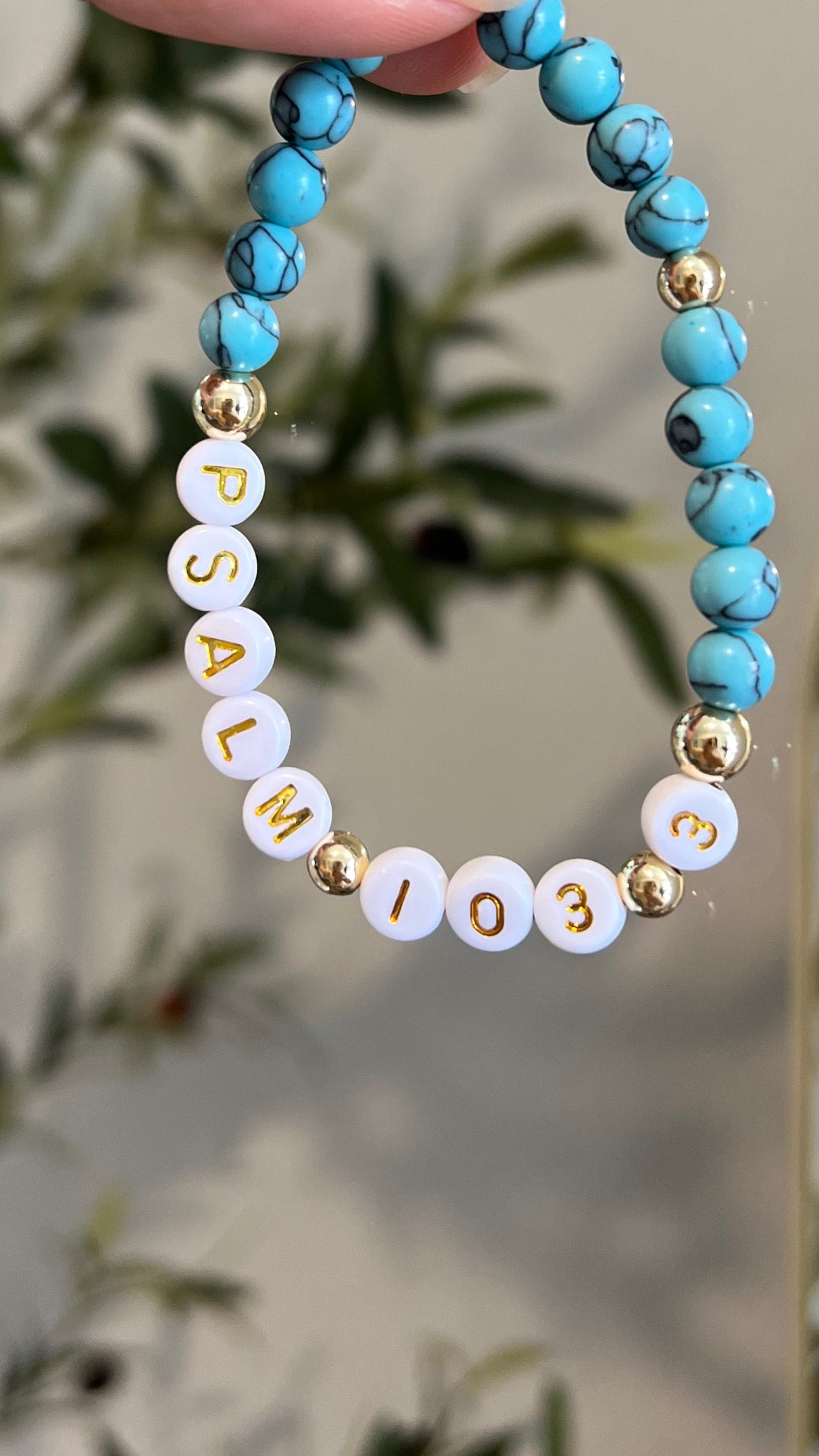 Blue Turquoise/Gold on White